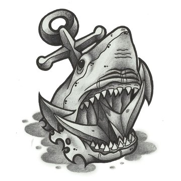 Grey-Ink-Anchor-In-Shark-Head-Tattoo-Design-By-Funkt-Green